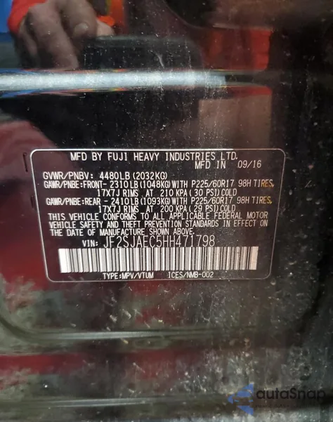 2017 Subaru Forester 2.5I Premium from USA, damaged, VIN JF2SJAEC5HH471798